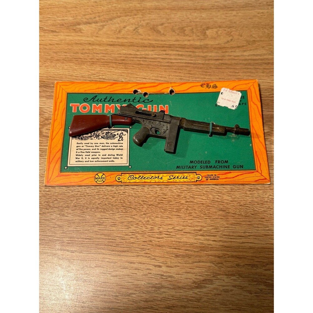 Vintage 1960’s Marx‎ Diecast 6” Toy Tommy Gun Miniature Replica On Original Card